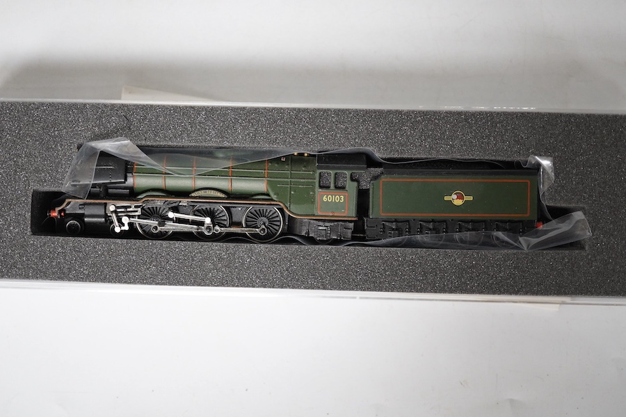 Two boxed Graham Farish N gauge railway BR Class A3 locomotives; Flying Scotsman 60103 (372-378) and Merry Hampton (60066). Condition - good.